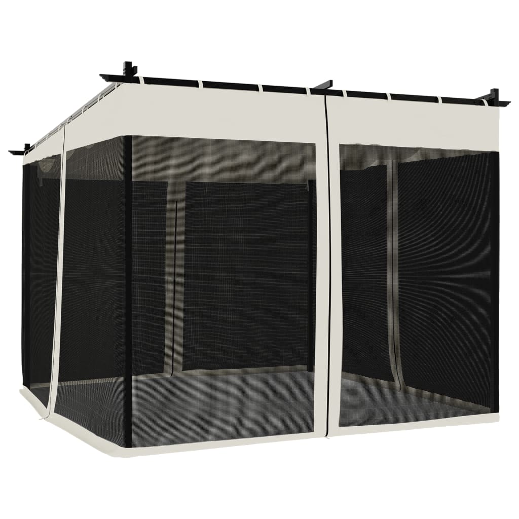 vidaXL Tonnelle avec parois en filet crème 3x3 m acier