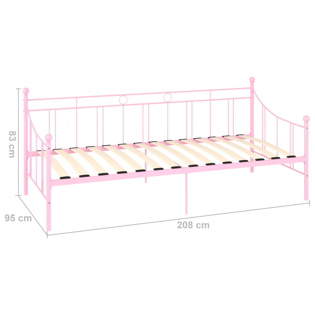 vidaXL Cadre de lit de repos Rose Métal 90 x 200 cm