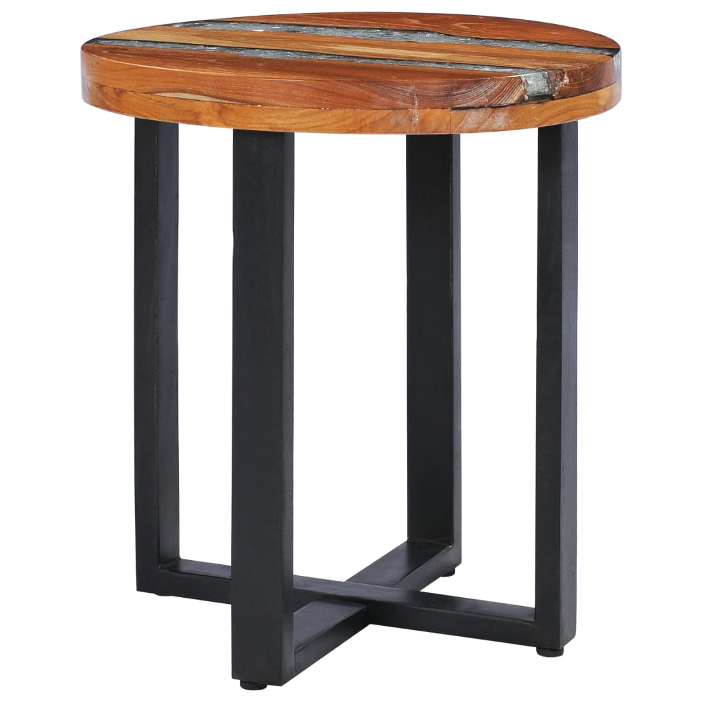 vidaXL Table basse 40x45 cm Bois de teck massif et polyrésine