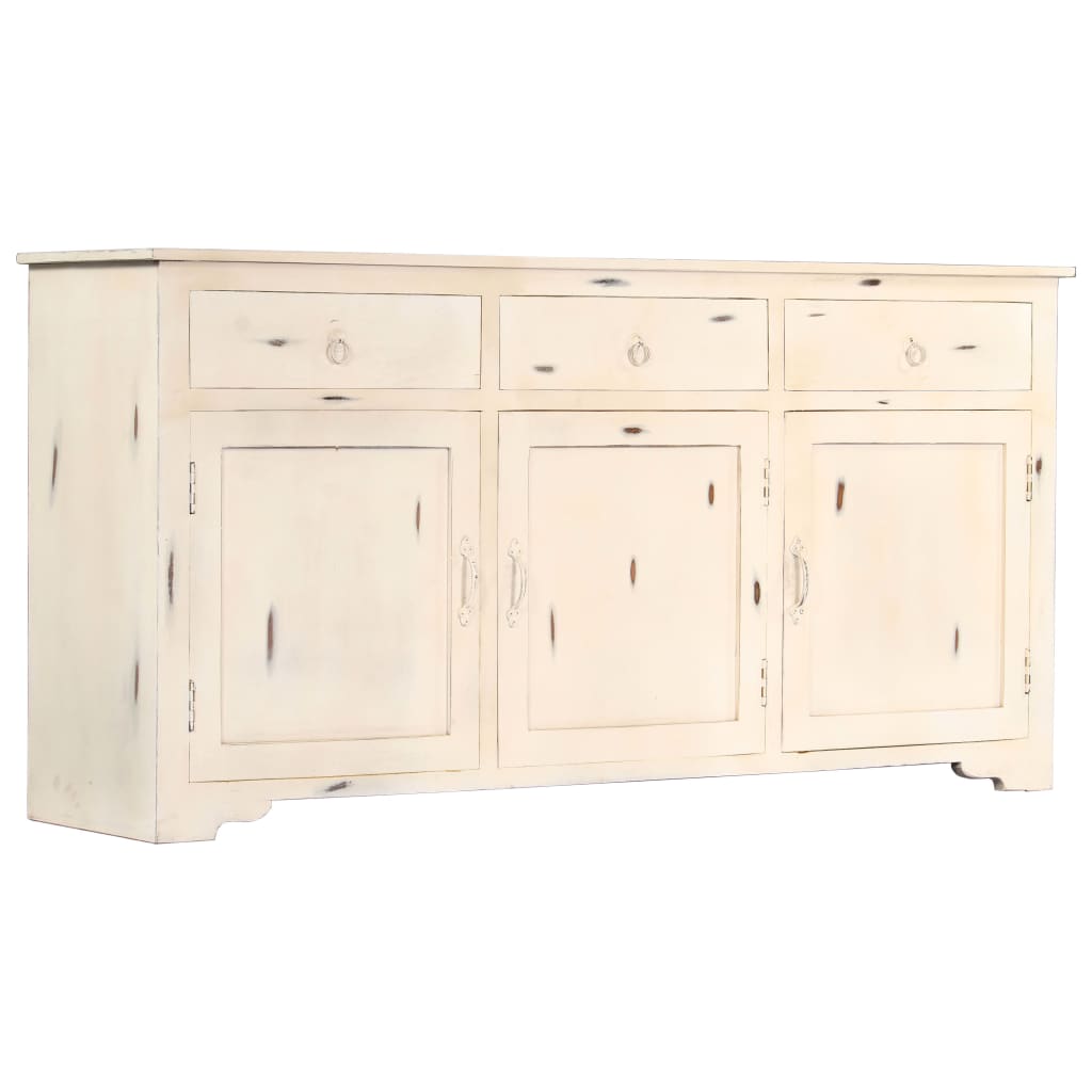 vidaXL Buffet Blanc 160 x 40 x 80 cm Bois de manguier massif