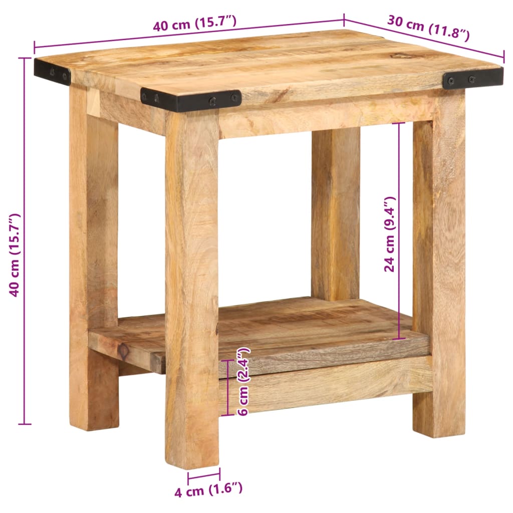 vidaXL Table d'appoint 40x30x40 cm bois massif de manguier brut