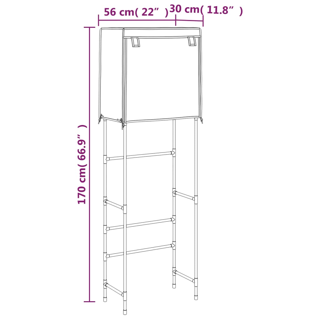vidaXL Support de rangement 2 niveaux sur toilette Crème 56x30x170 cm