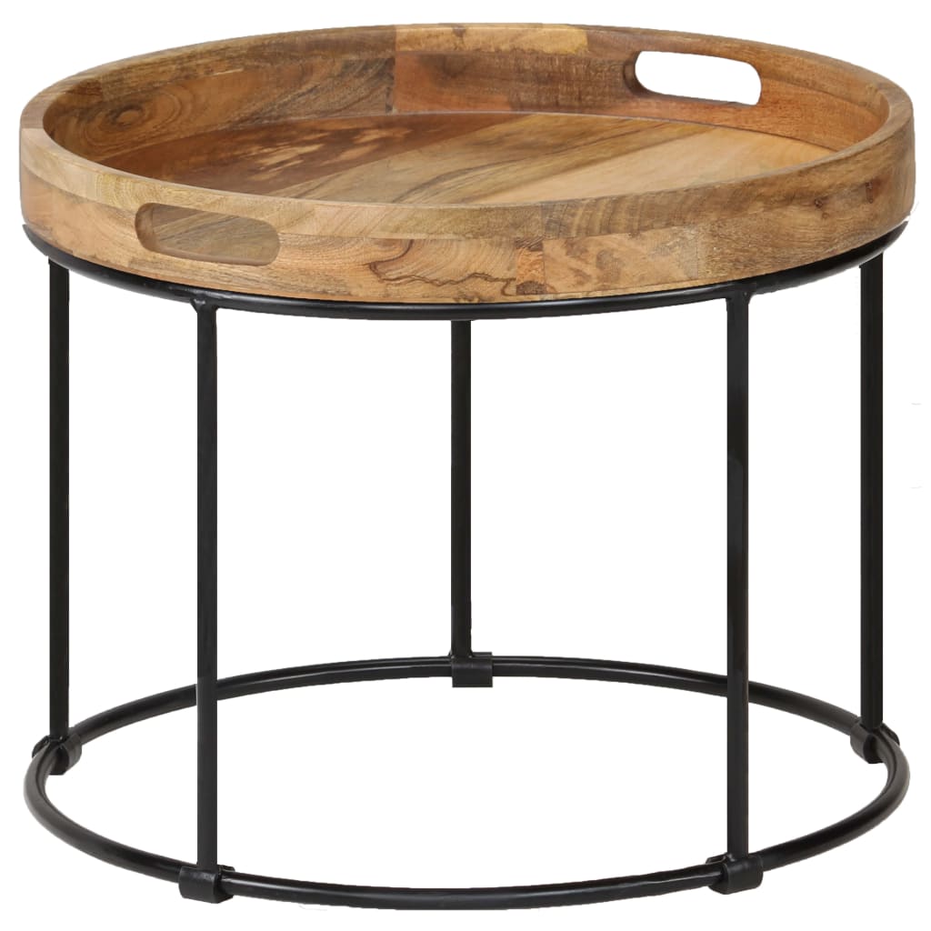 vidaXL Table basse Bois de manguier massif et acier 50x40 cm