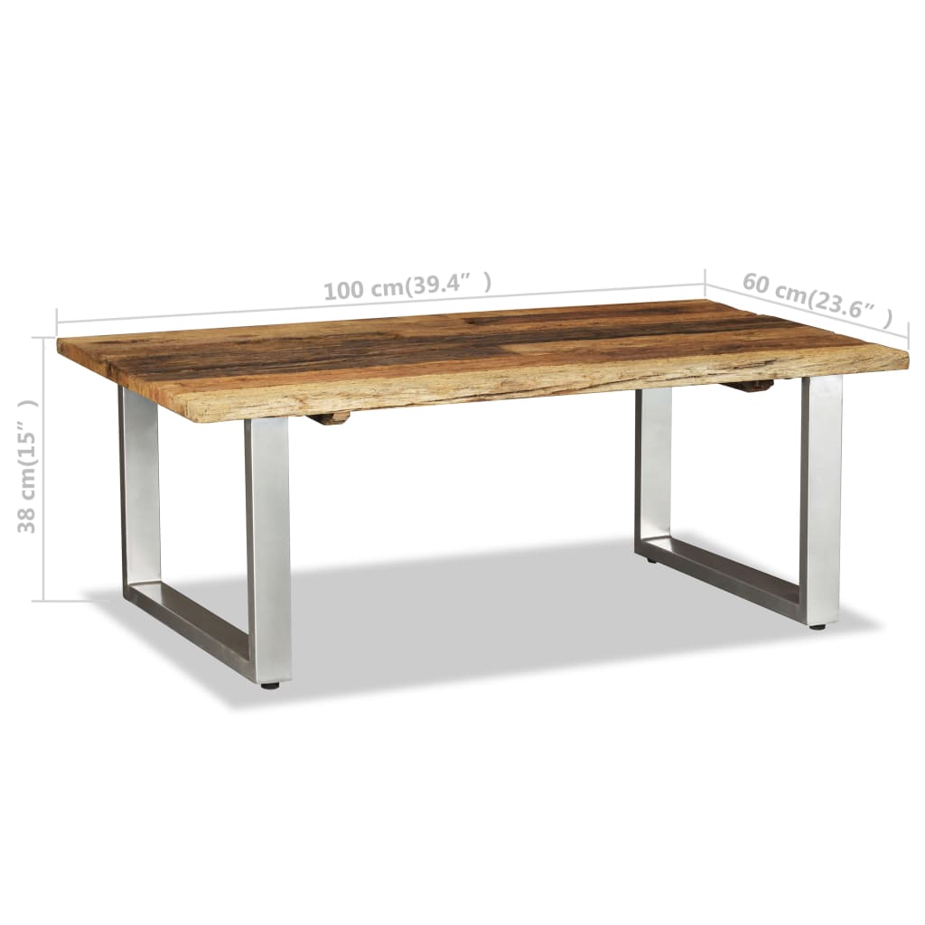 vidaXL Table basse Bois de récupération massif 100x60x38 cm