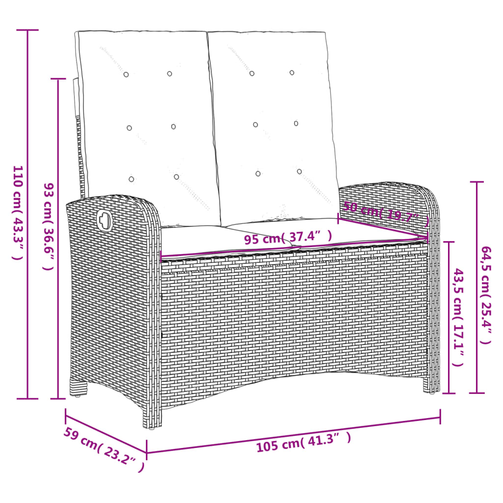 vidaXL Ensemble à manger de jardin et coussins 2 pcs beige poly rotin