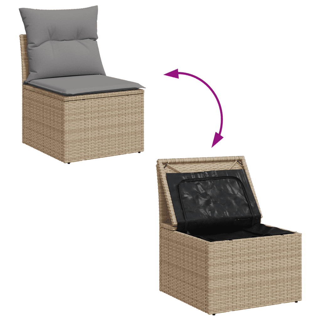 vidaXL Salon de jardin avec coussins 6 pcs beige résine tressée