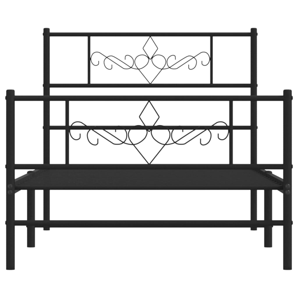 vidaXL Cadre de lit métal sans matelas avec pied de lit noir 75x190 cm