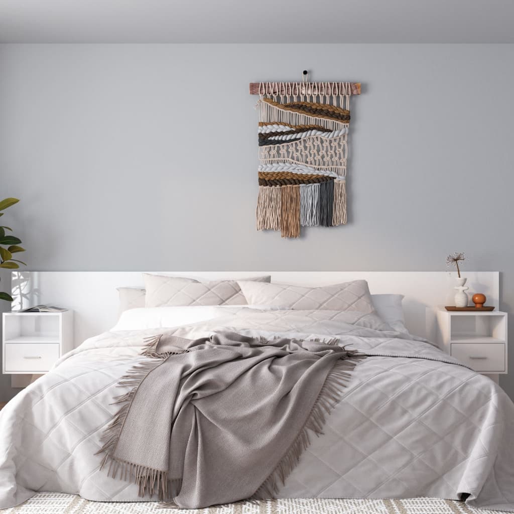 vidaXL Tête de lit avec armoires Blanc brillant Bois d'ingénierie