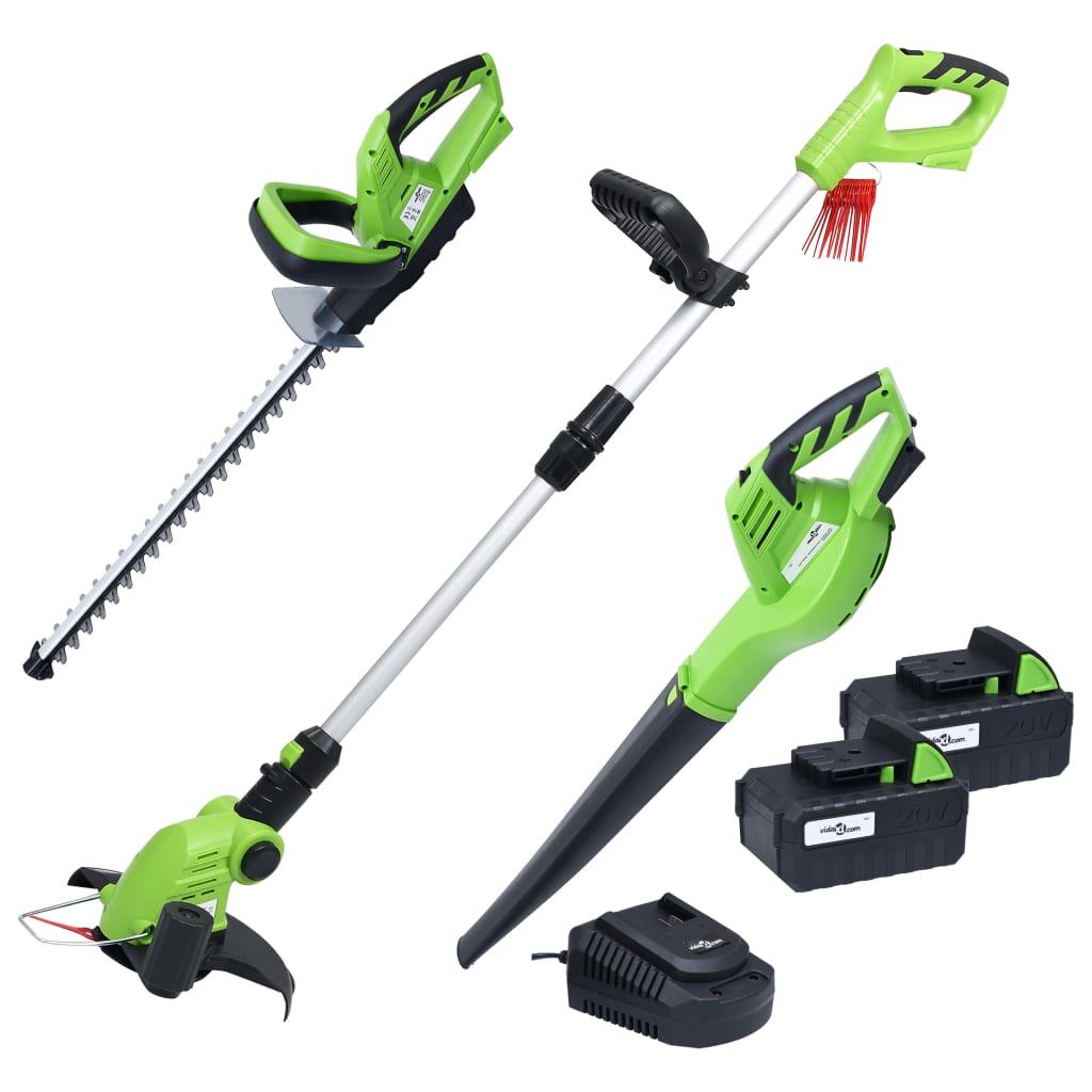 vidaXL Set d'outils électriques jardin sans fil3pcs chargeur/batteries