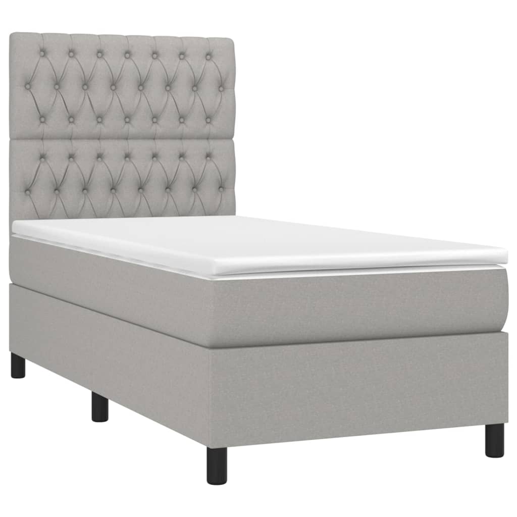 vidaXL Sommier à lattes de lit et matelas et LED Gris clair 100x200 cm