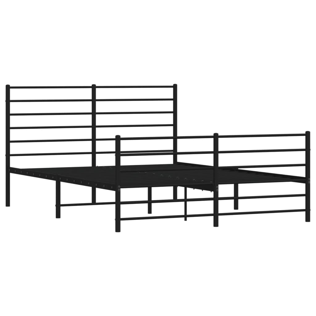 vidaXL Cadre de lit métal sans matelas avec pied de lit noir 150x200cm