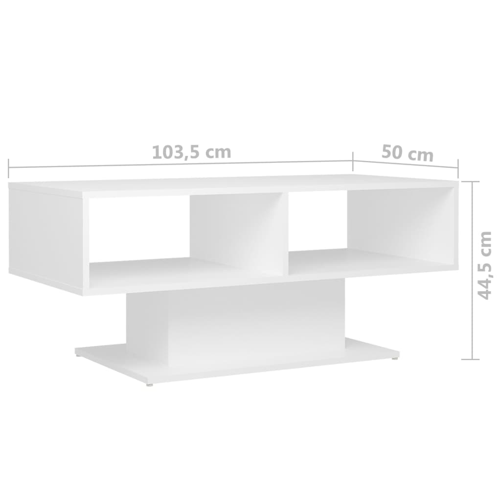 vidaXL Table basse Blanc 103,5x50x44,5 cm Aggloméré