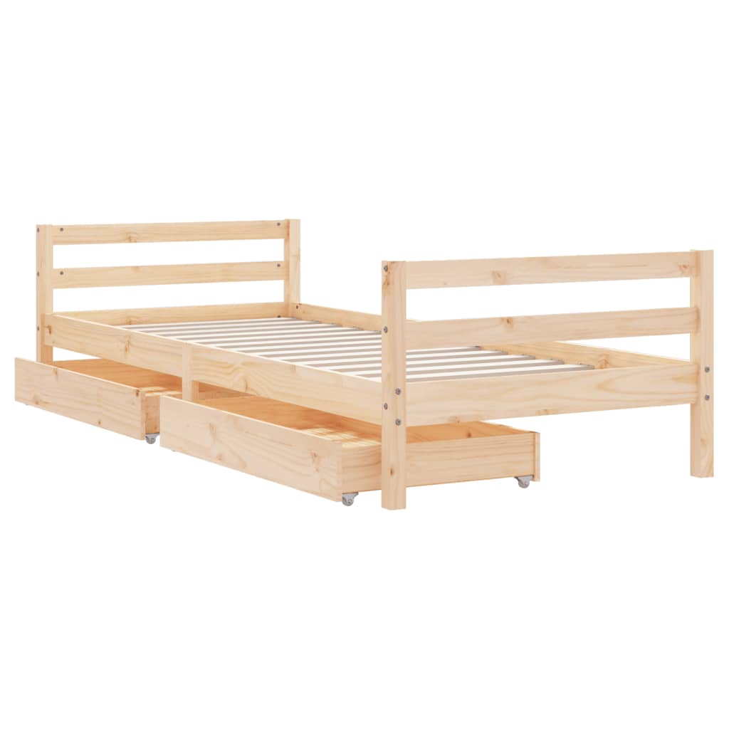 vidaXL Cadre de lit d'enfants et tiroirs 90x190 cm bois de pin massif