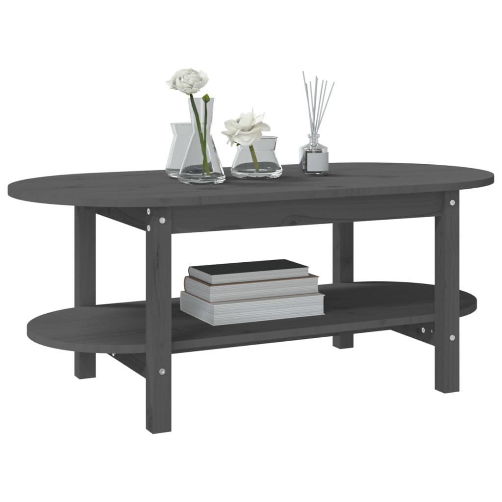 vidaXL Table basse Gris 110x55x45 cm Bois massif de pin