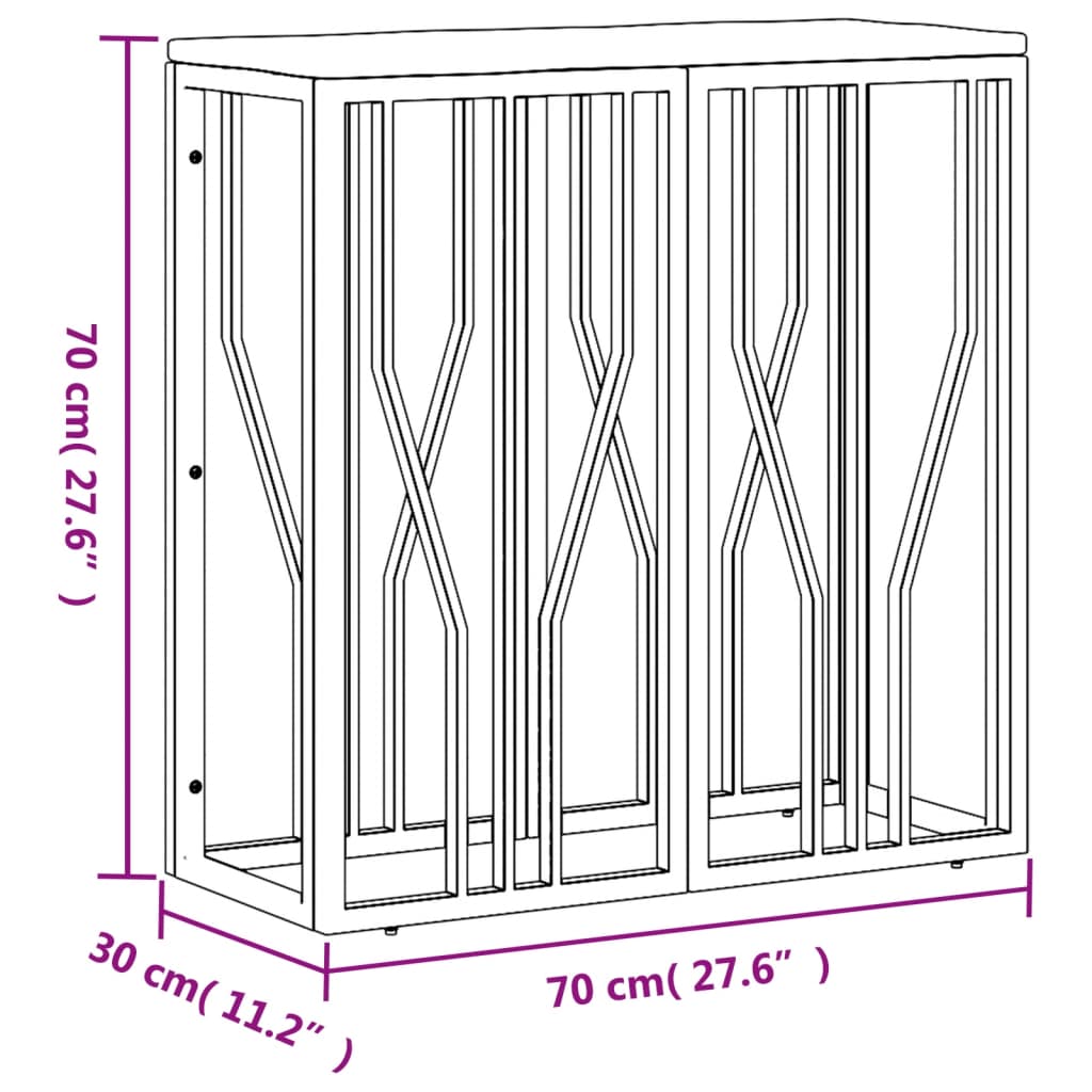 vidaXL Table console doré acier inoxydable et bois massif récupération