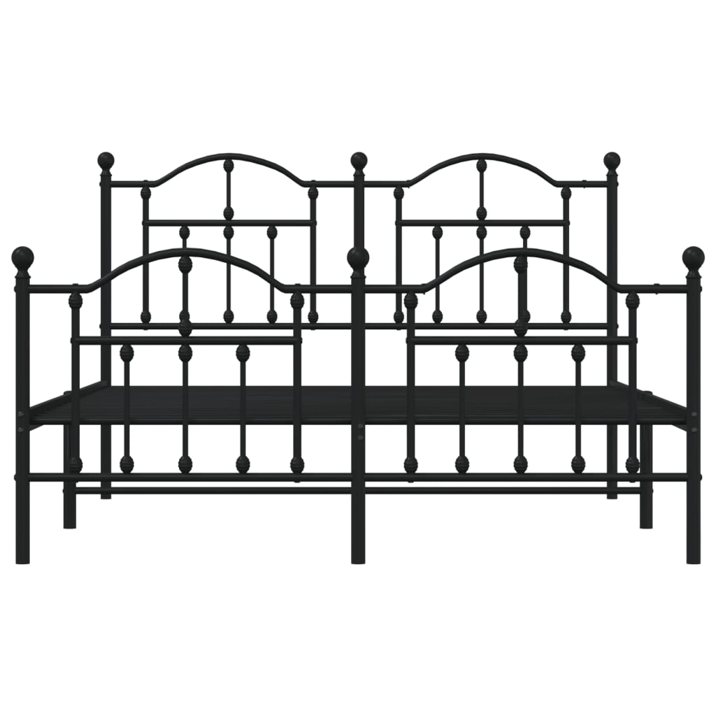 vidaXL Cadre de lit métal sans matelas avec pied de lit noir 140x190cm