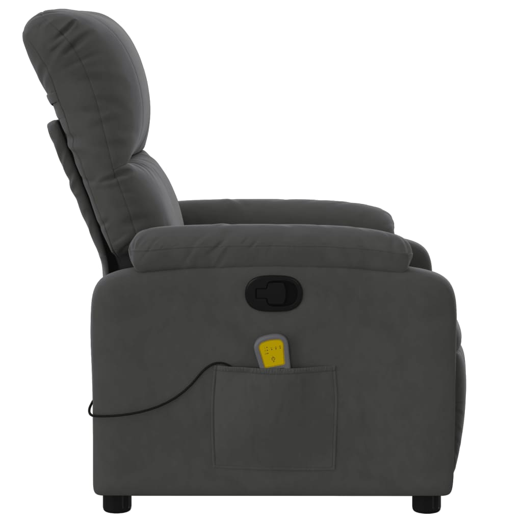 vidaXL Fauteuil inclinable de massage gris foncé tissu microfibre