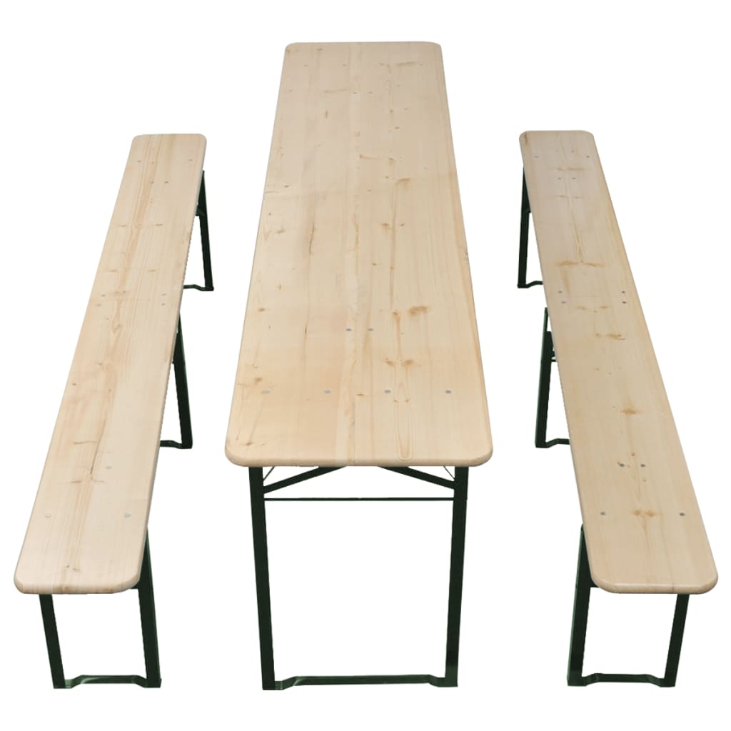 vidaXL Table de brasserie pliable avec 2 bancs 220 cm Bois de sapin