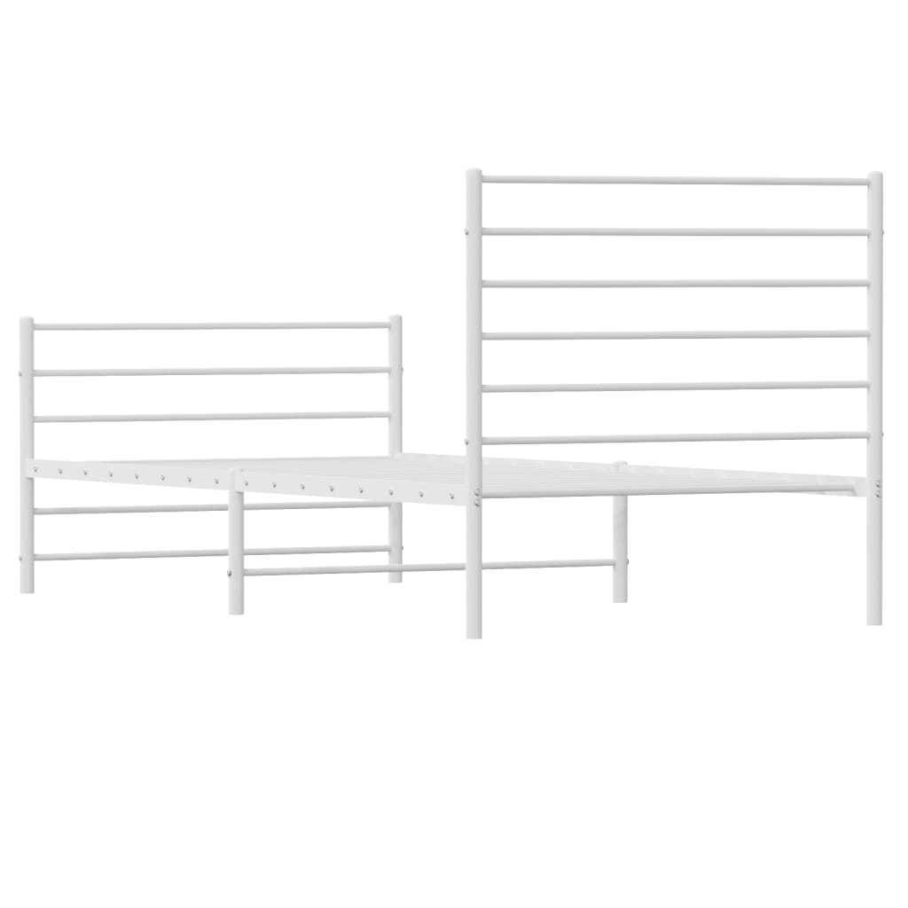 vidaXL Cadre de lit métal sans matelas avec pied de lit blanc 90x190cm