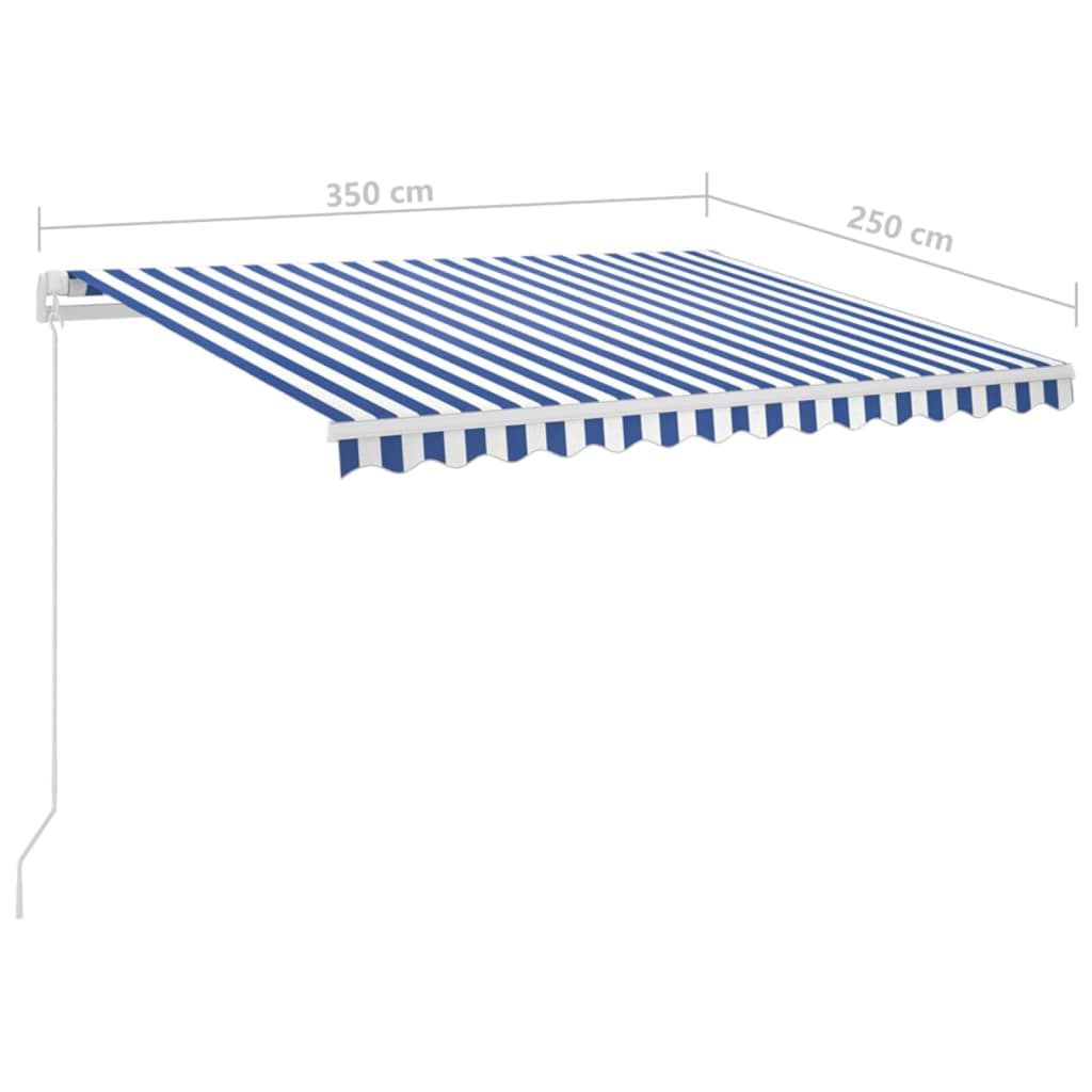 vidaXL Auvent rétractable automatique et poteaux 3,5x2,5 m Bleu blanc