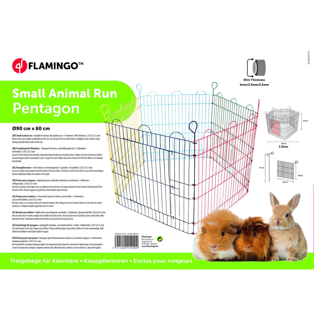 FLAMINGO Aire de jeu pour lapins 5 pcs Pentagon 90x60 cm Multicolore