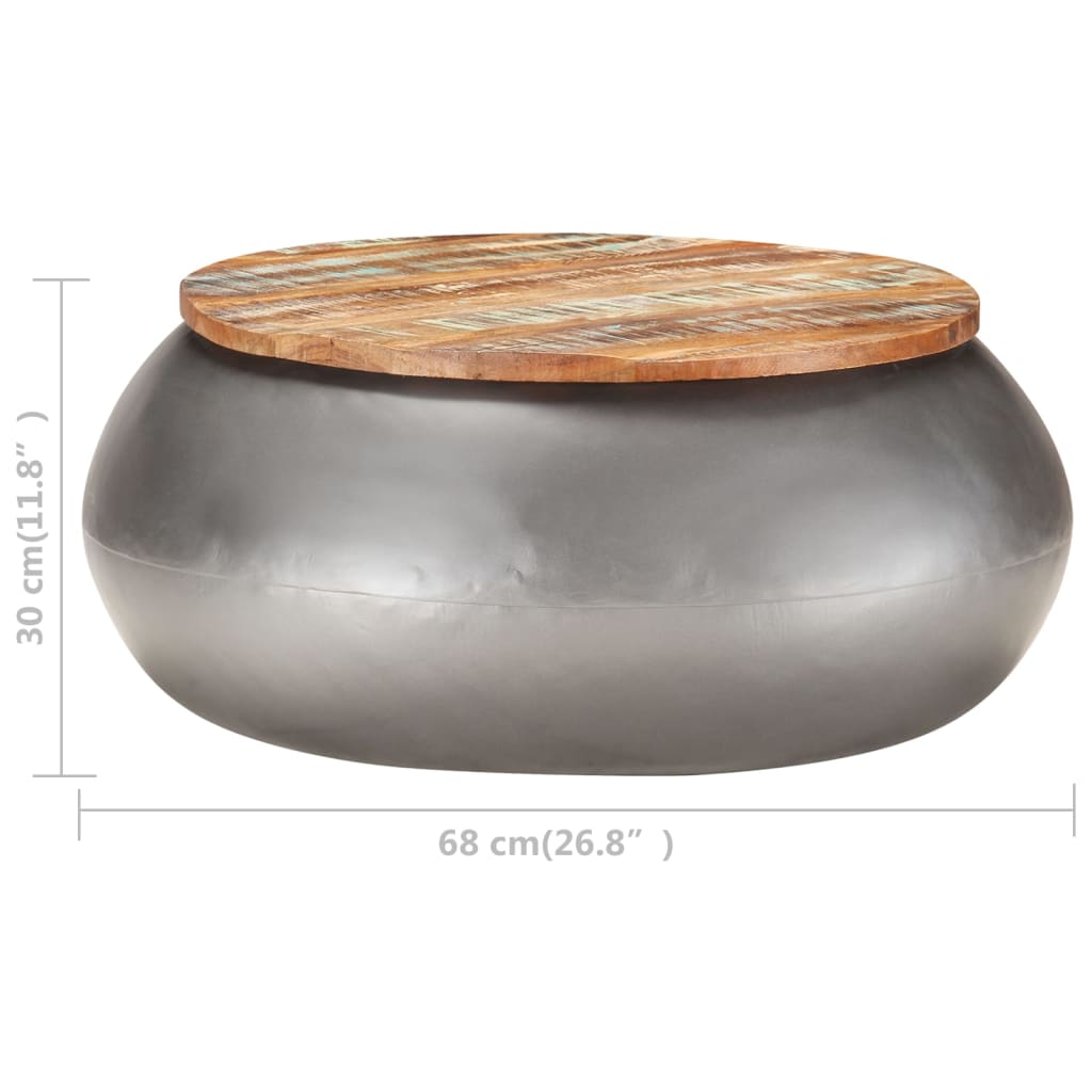vidaXL Table basse Gris 68x68x30 cm Bois de récupération solide