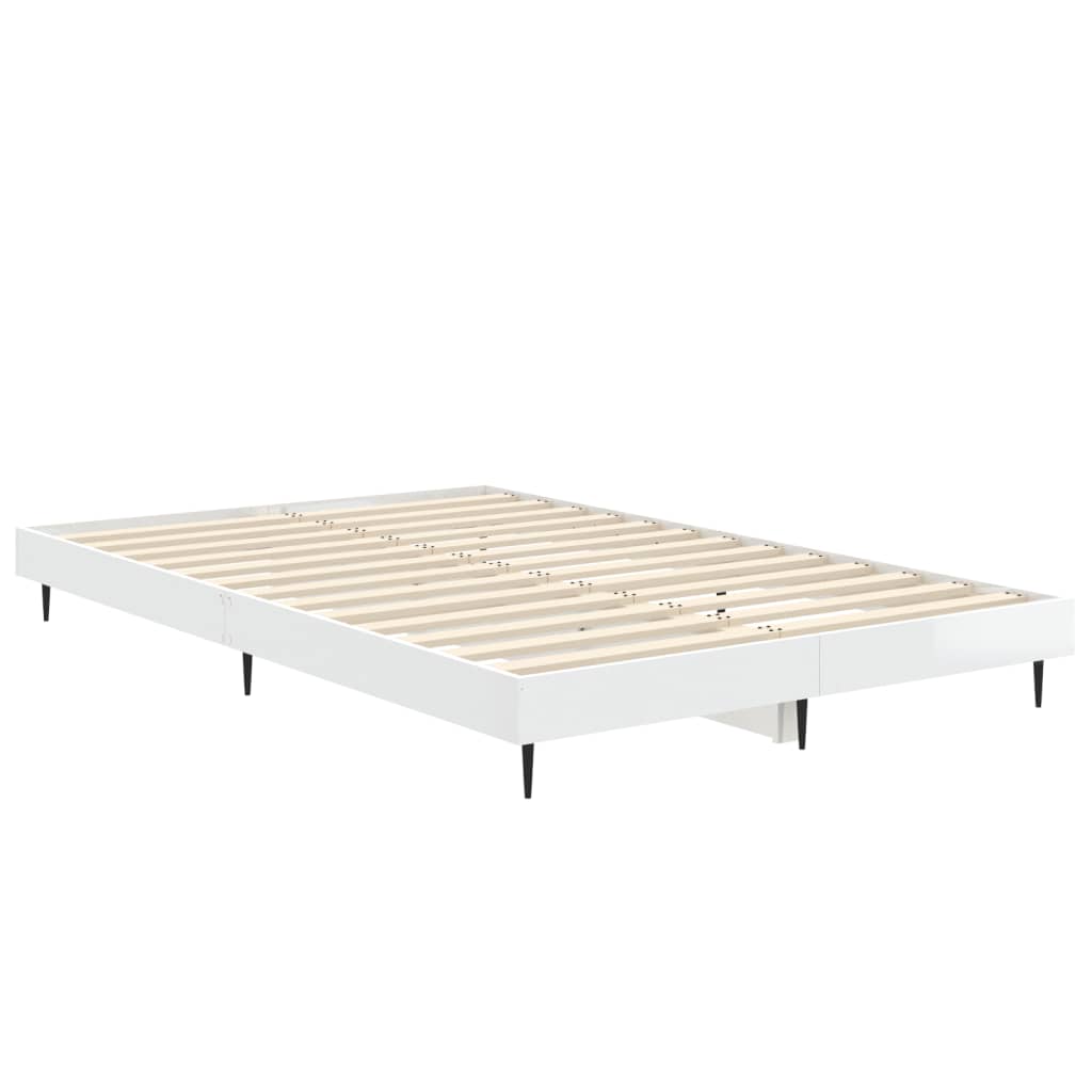 vidaXL Cadre de lit sans matelas blanc brillant 120x190 cm