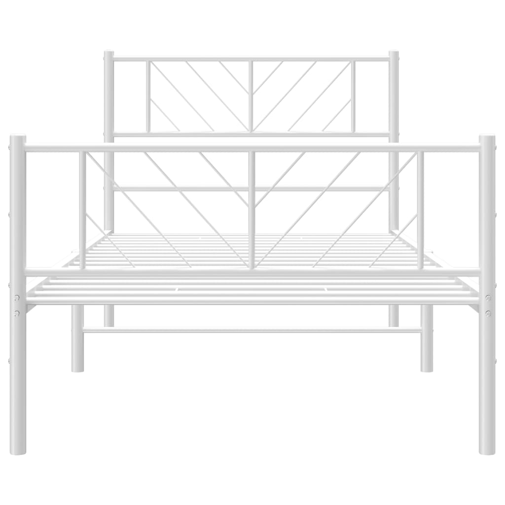 vidaXL Cadre de lit métal sans matelas et pied de lit blanc 100x190 cm