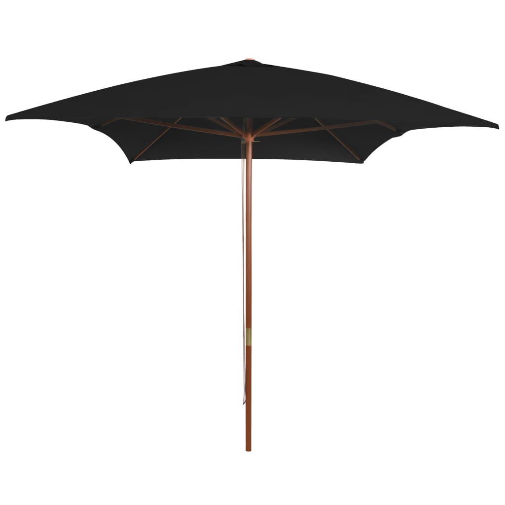 vidaXL Parasol de jardin avec mât en bois noir 200x300 cm