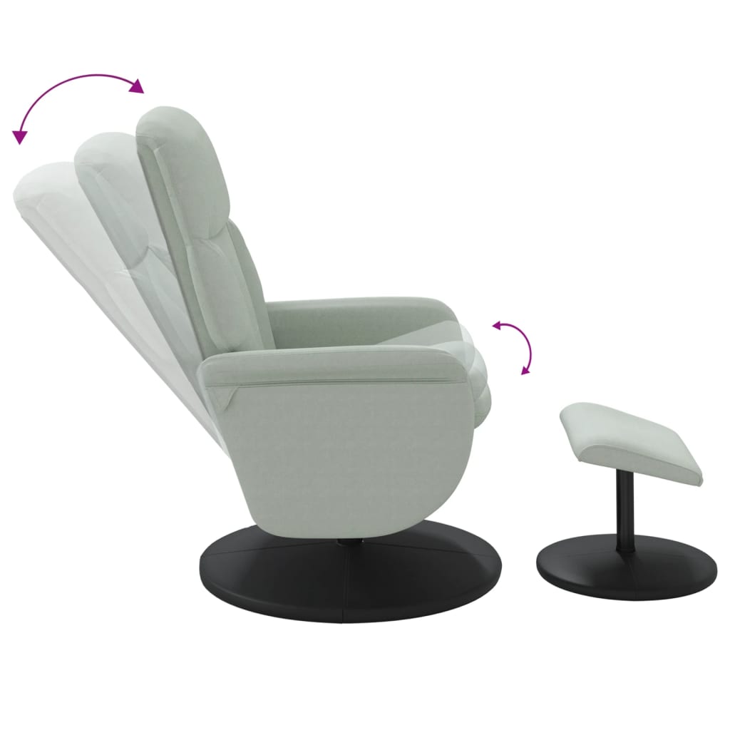 vidaXL Fauteuil inclinable avec repose-pied gris clair velours