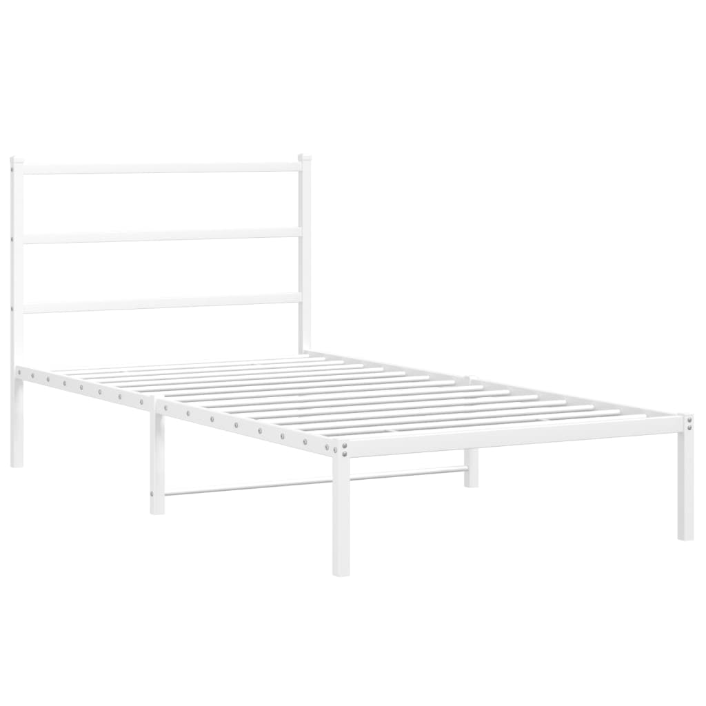 vidaXL Cadre de lit métal sans matelas et tête de lit blanc 100x200 cm