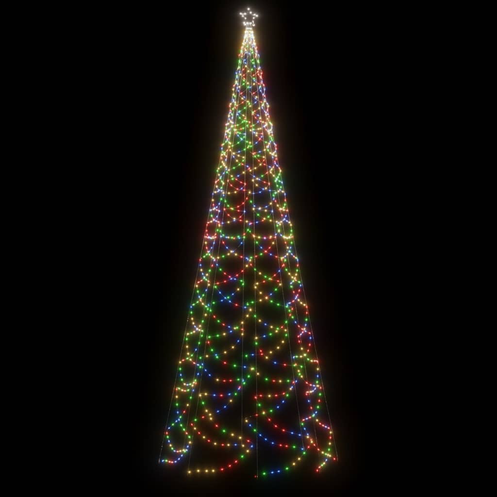 vidaXL Arbre de Noël avec poteau en métal 1400 LED colorées 5 m