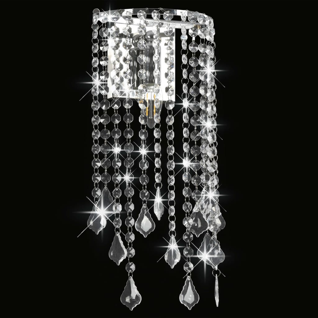 vidaXL Plafonnier et perles cristal Argenté Rectangulaire Ampoules E14