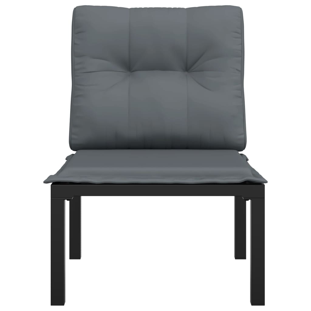 vidaXL Chaise de jardin avec coussins noir/gris résine tressée