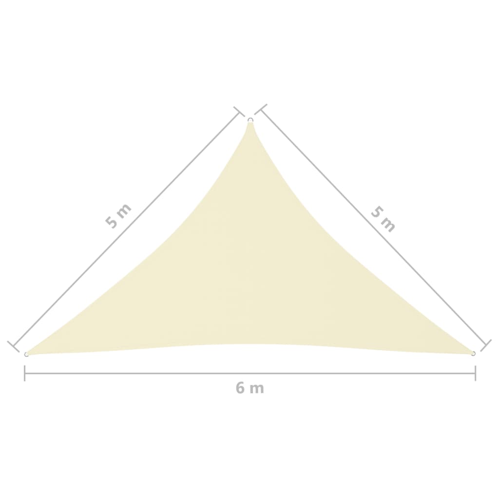 vidaXL Voile de parasol tissu oxford triangulaire 5x5x6 m crème