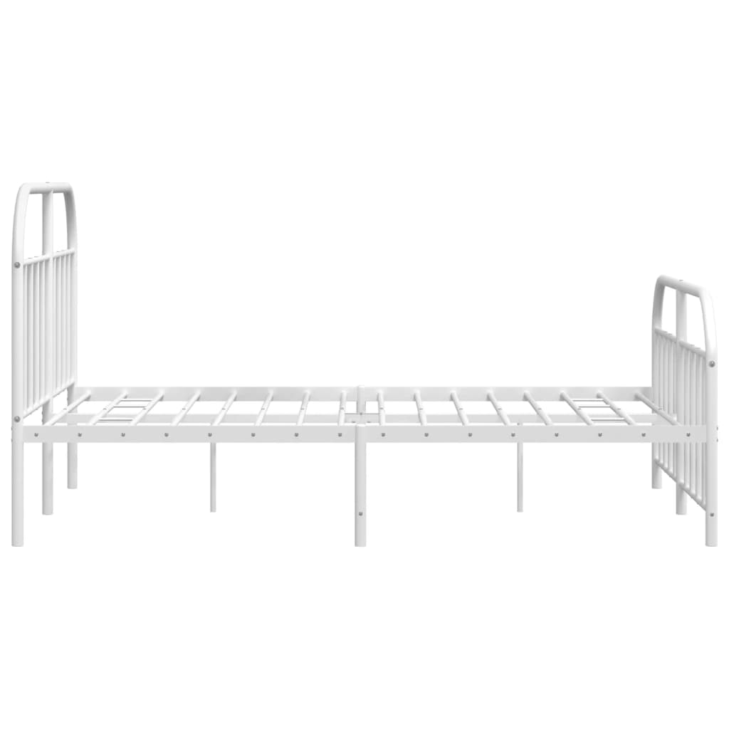 vidaXL Cadre de lit métal sans matelas et pied de lit blanc 140x190 cm