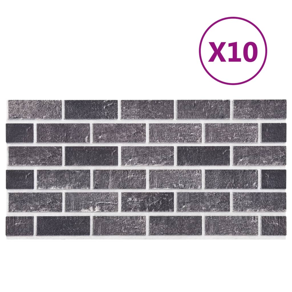 vidaXL Panneaux muraux 3D au design de brique gris et noir 10 pcs EPS