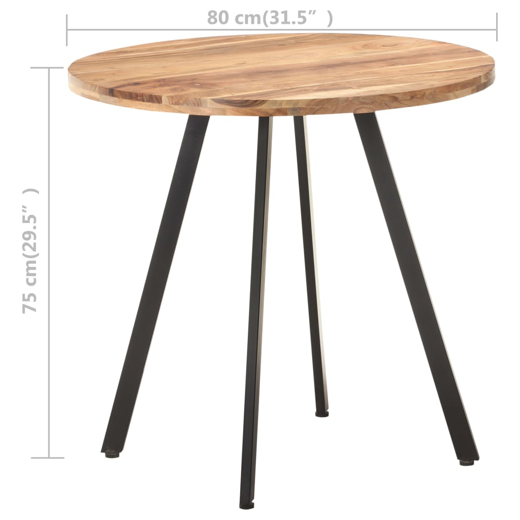 vidaXL Table de salle à manger 80 cm Bois d'acacia solide