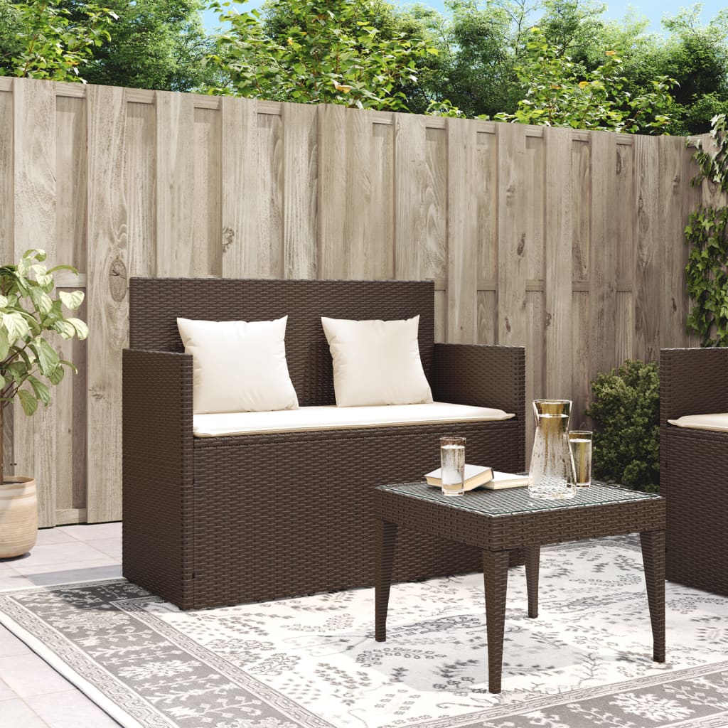 vidaXL Banc de jardin avec coussins marron résine tressée