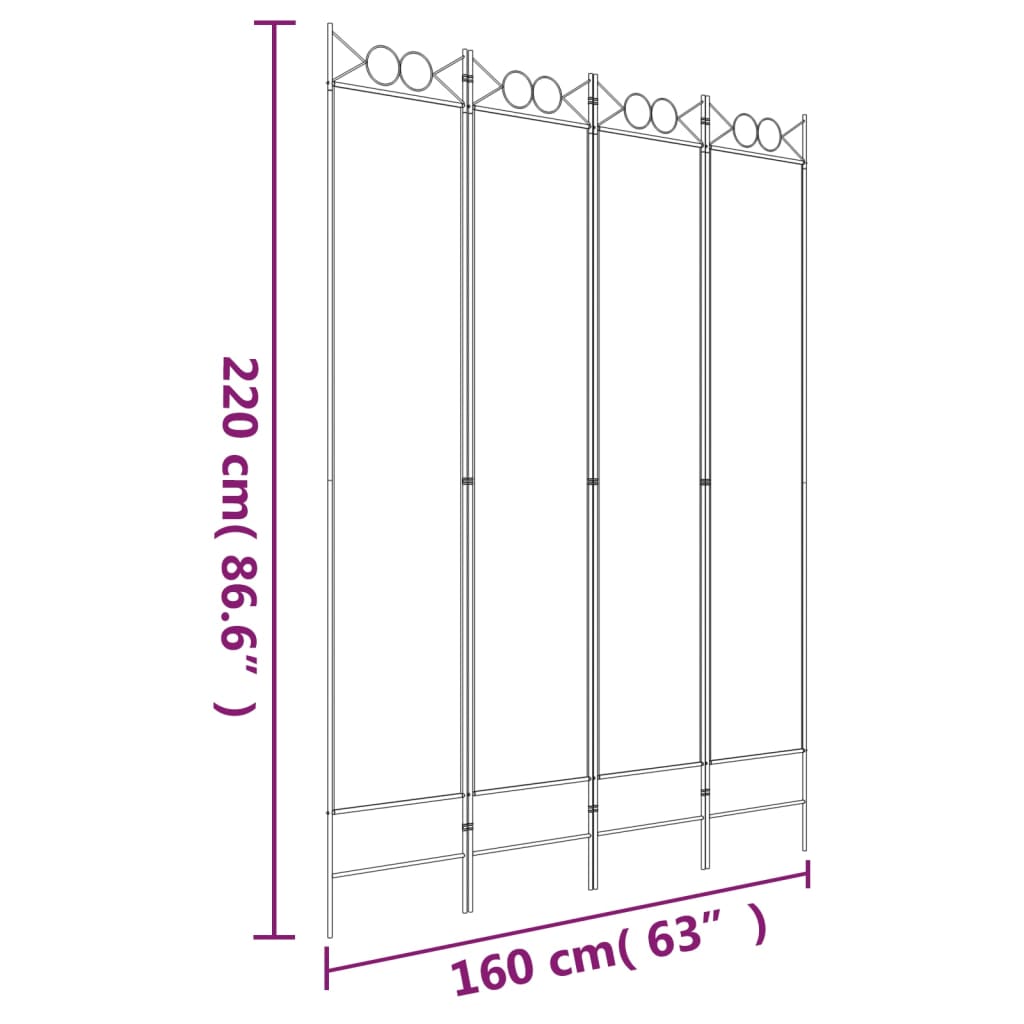 vidaXL Cloison de séparation 4 panneaux Anthracite 160x220 cm Tissu