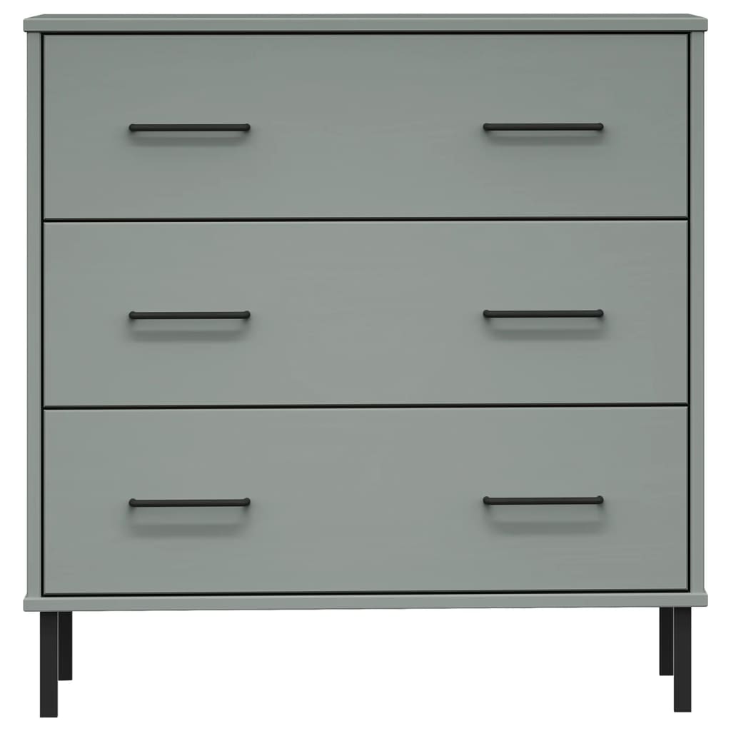 vidaXL Buffet avec 3 tiroirs Gris 77x40x79,5 cm Bois massif OSLO