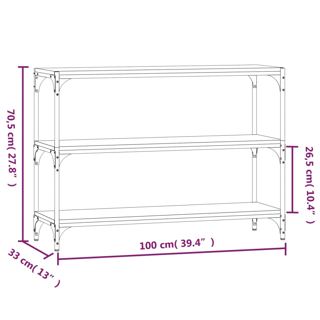 vidaXL Bibliothèque Sonoma gris 100x33x70,5 cm Bois d'ingénierie acier