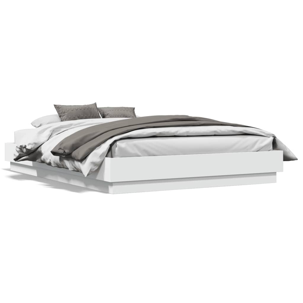 vidaXL Cadre de lit avec lumières LED blanc 120x190 cm
