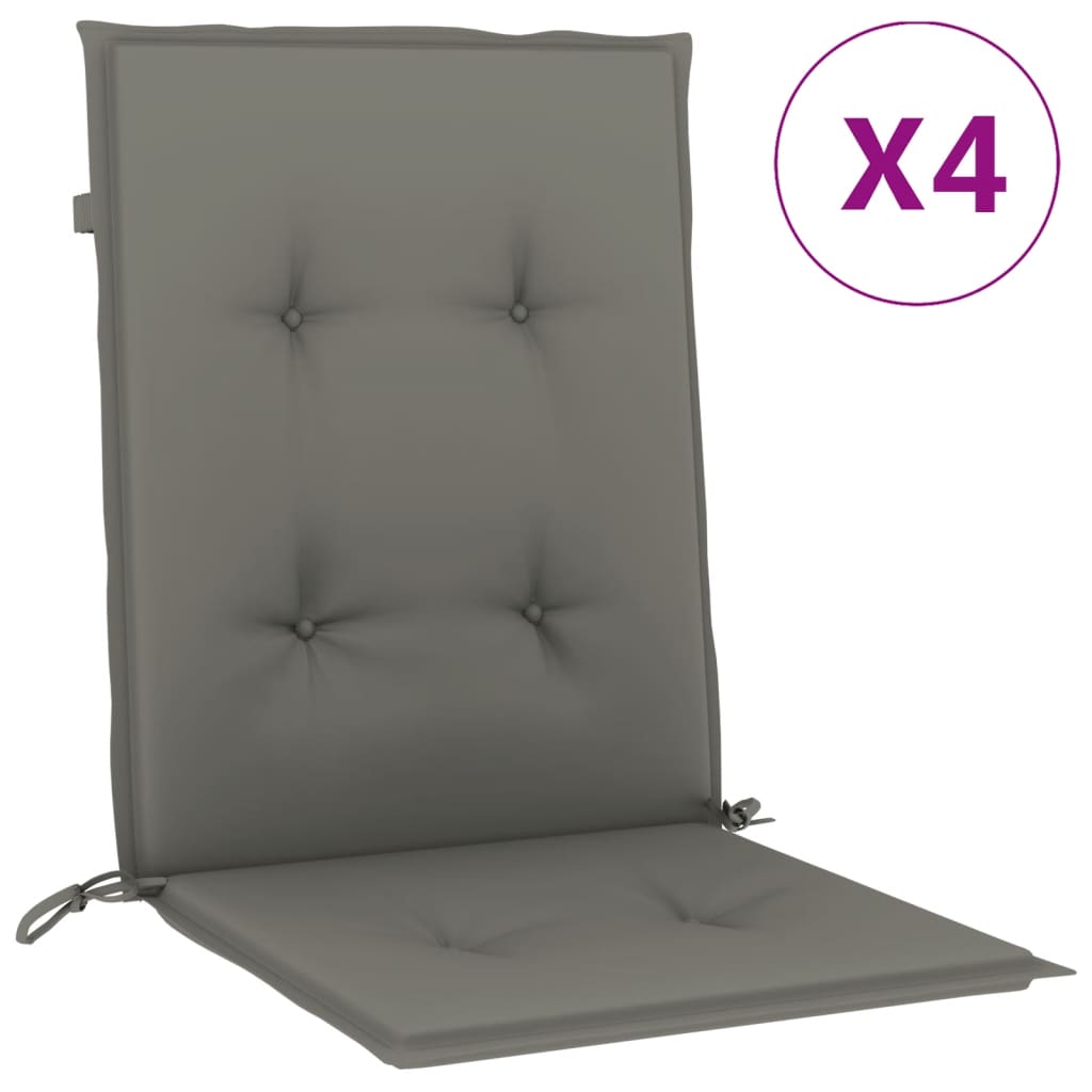 vidaXL Coussins de chaise à dossier bas lot de 4 gris foncé mélangé