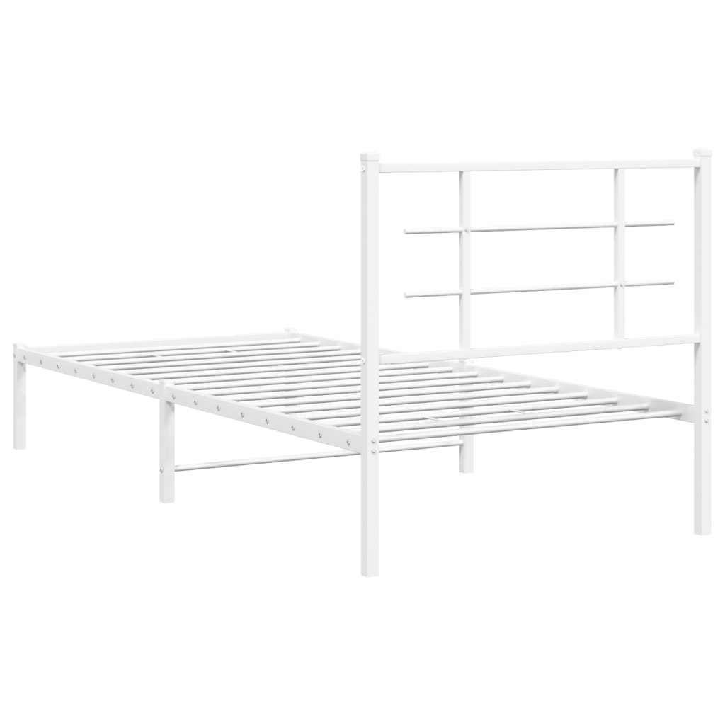 vidaXL Cadre de lit métal sans matelas avec tête de lit blanc 90x190cm