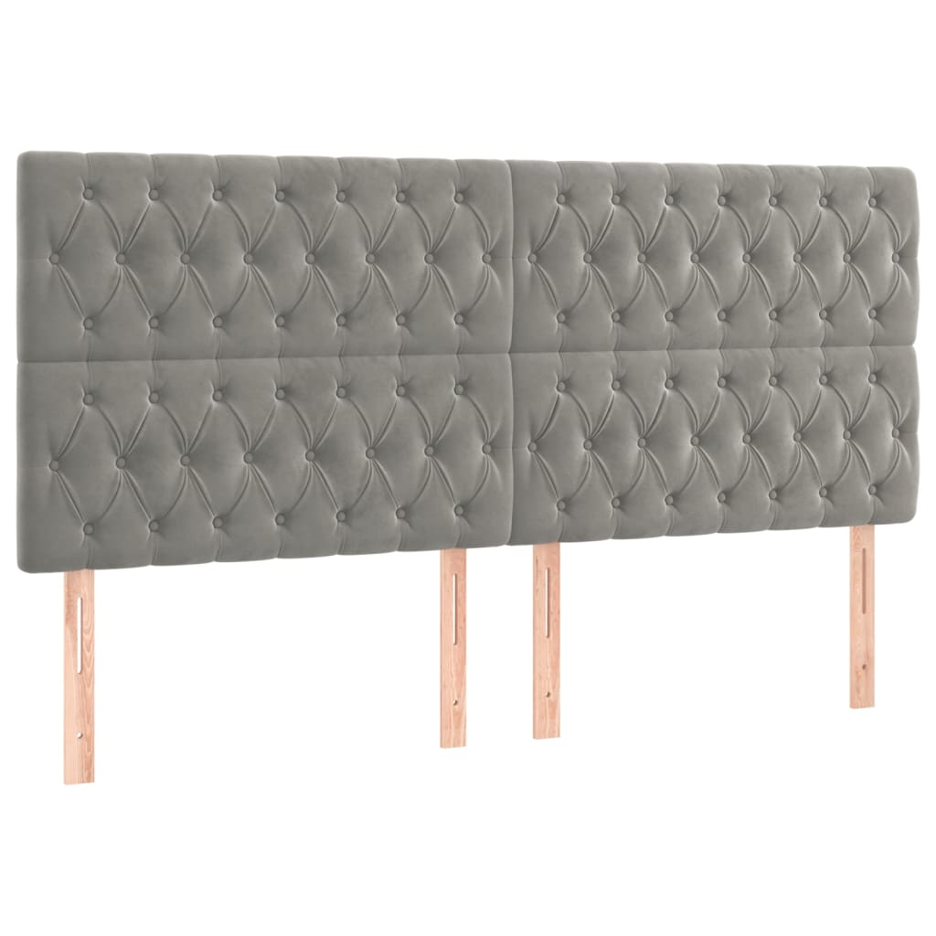 vidaXL Tête de lit à LED Gris clair 200x7x118/128 cm Velours