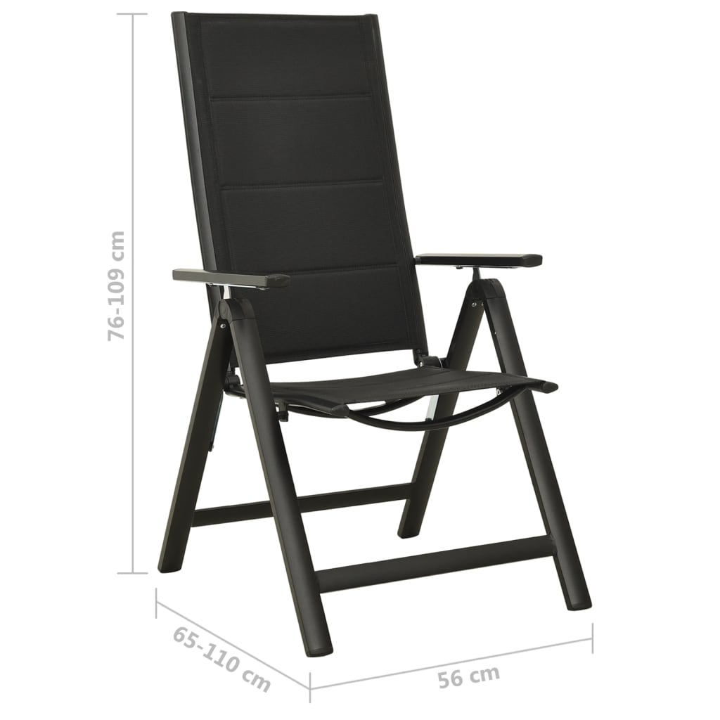 vidaXL Chaises pliables de jardin lot de 2 Textilène et aluminium Noir