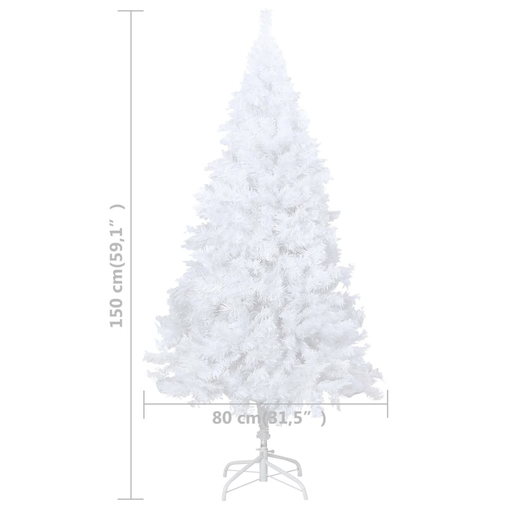 vidaXL Arbre de Noël artificiel pré-éclairé et boules blanc 150 cm PVC