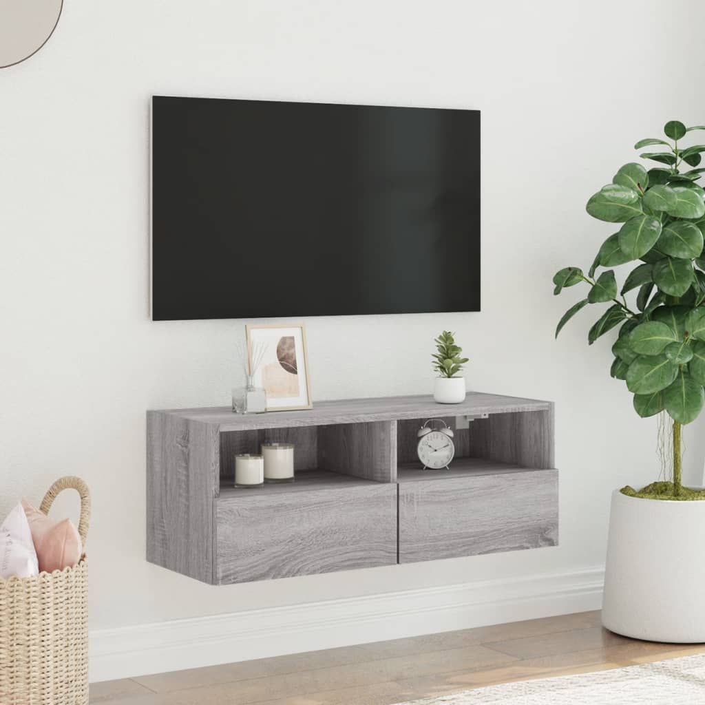 vidaXL Meuble TV mural sonoma gris 80x30x30 cm bois d'ingénierie