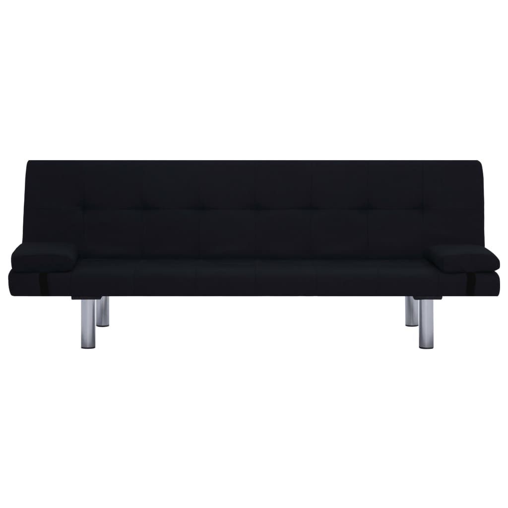 vidaXL Canapé-lit avec deux oreillers Noir Polyester
